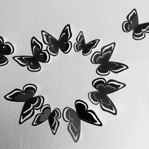 3D Black Butterflies wall art